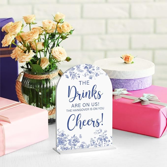Acrylic Wedding Signs, Dusty Blue Wedding Decor, The Drinks Signs - Image 4