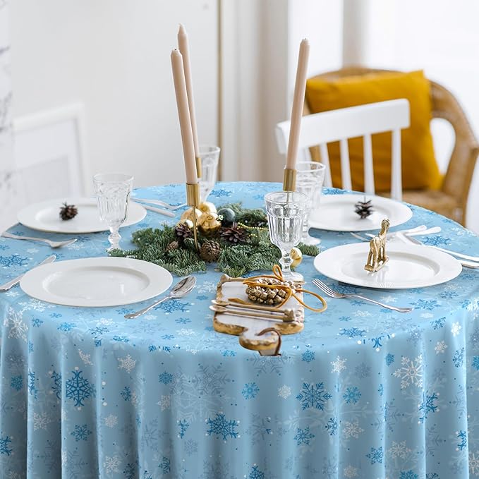 12 Pcs Christmas Snowflake Plastic Party Tablecloth Decorations, Disposable - Image 4