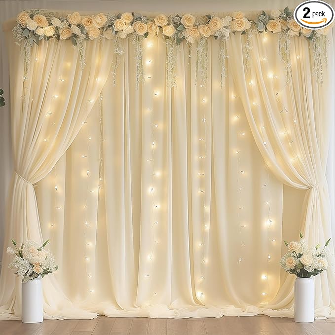 Light Champagne Backdrop Curtains by Partisky