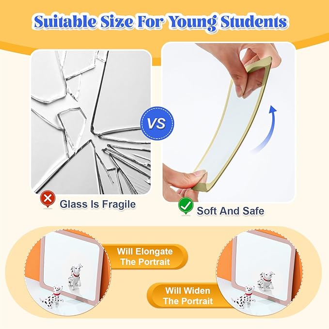Dandat 10 Pcs Small Mirrors for Kids 6 x 6 Inch Square Shatter Proof Reflector - Image 3