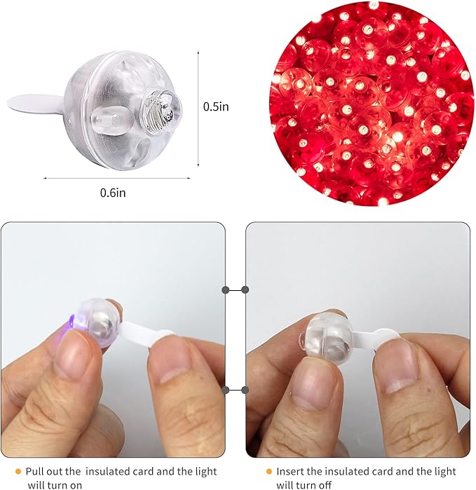 Aogist 50pcs Red Balloon Lights, Long Standby Time Waterproof Mini Light - Image 3
