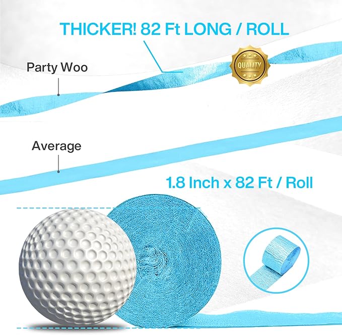 PartyWoo Crepe Paper Streamers 4 Rolls 328ft, Pack of Light Blue Crepe Paper - Image 3