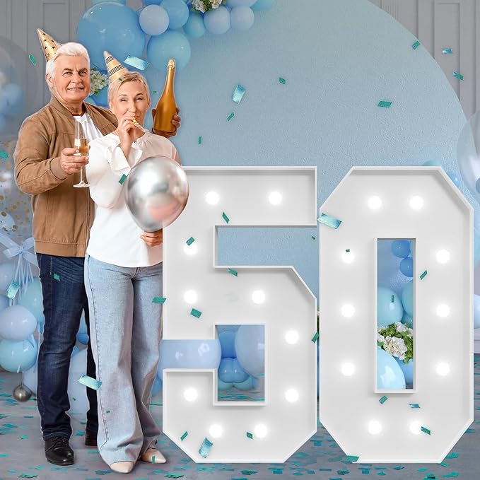 imprsv Marquee Numbers Large 50th-Birthday Decorations: 4ft Light Up Number - Image 6