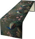 Peacock Table Runner, Vintage Aesthetic Peacock Birds Table Runner by Unknown