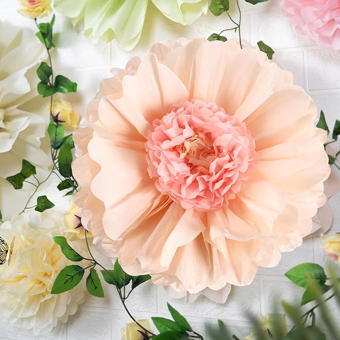 SUNBEAUTY 4 PCS 20" Sage Green Giant Paper Flowers Large Crepe Paper Tissue - Image 6