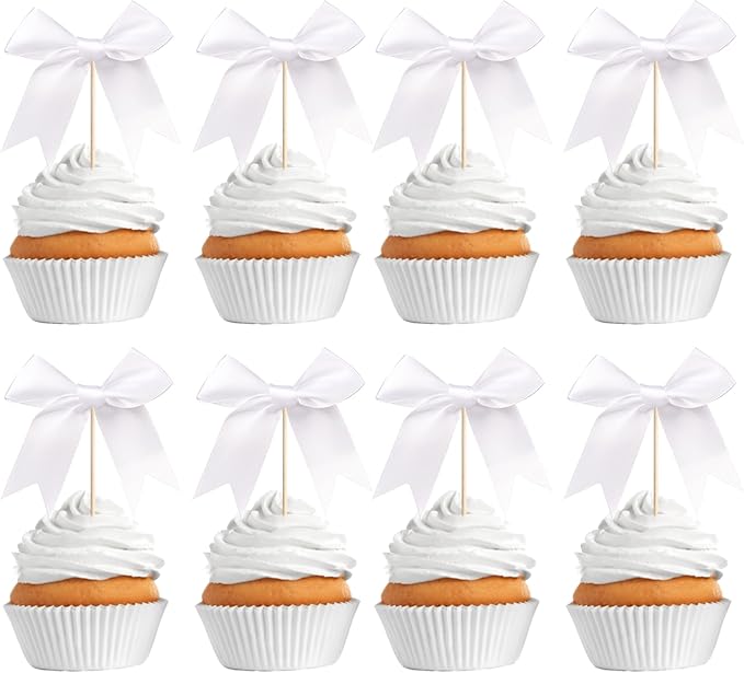 24 PCS Bow Cupcake Toppers Bowknot Cake Toppers Bow Cupcake Picks Bowknot - Image 8