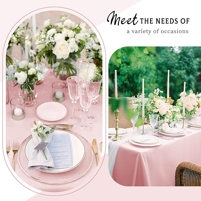 6 Packs Satin Tablecloth 57 x 108 Inch Rose Gold Rectangular Table Cloth Silk - Image 3