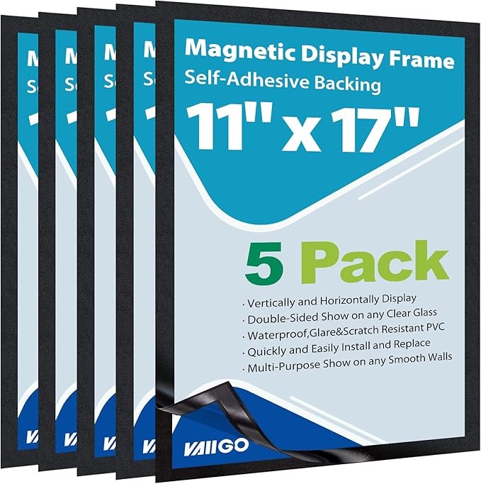 11"x 17" Self Adhesive Magnetic Sign Holder, Double Sided Window Magnetic by VAIIGO