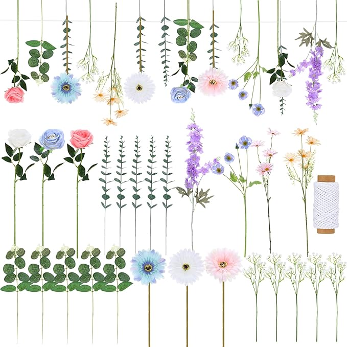 Hoteam 26 Pcs Pcs DIY Flower Garland Artificial Hanging Wildflower Backdrop Set - Image 3