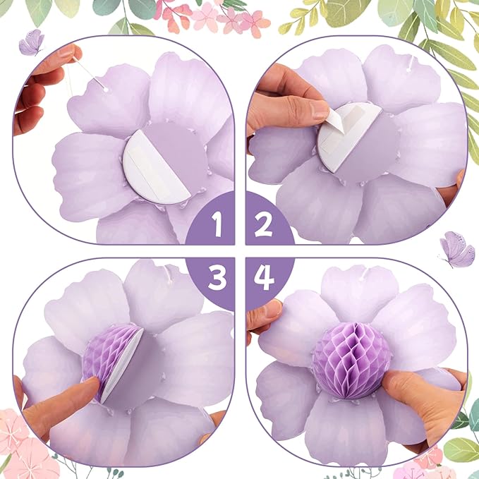 SUNBEAUTY 9 PCS Pastel Rainbow Party Decorations 10 Inch Giant Paper Flowers 3D - Image 3