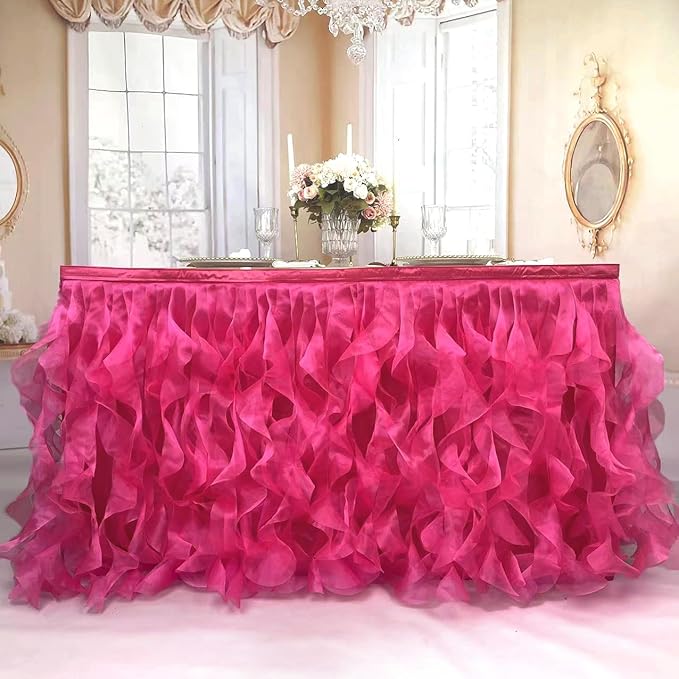 Luxury Organza Mesh Table Skirt Draping Floating Romance - Image 3