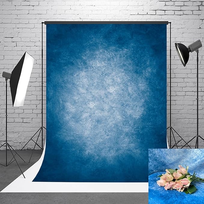 6.5x10ft Dark Blue Gradient Portrait Photo Backdrops Bright Center Abstract by HMTFOTO