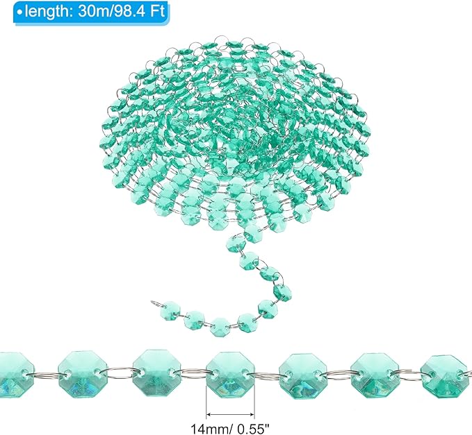 PATIKIL 14 mm Crystal Garland Strands, 98.4 Ft Acrylic Octagon Chandelier Bead - Image 2