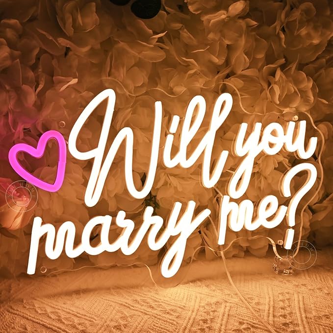 SYLHOME Will You Marry Me ? Led Neon Light Sign Heart Wedding Proposal Bedroom - Image 4