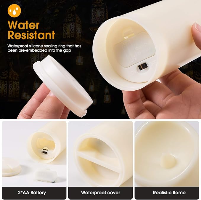 Waterproof Flickering Flameless Candles, Outdoor Indoor Candles - Image 4