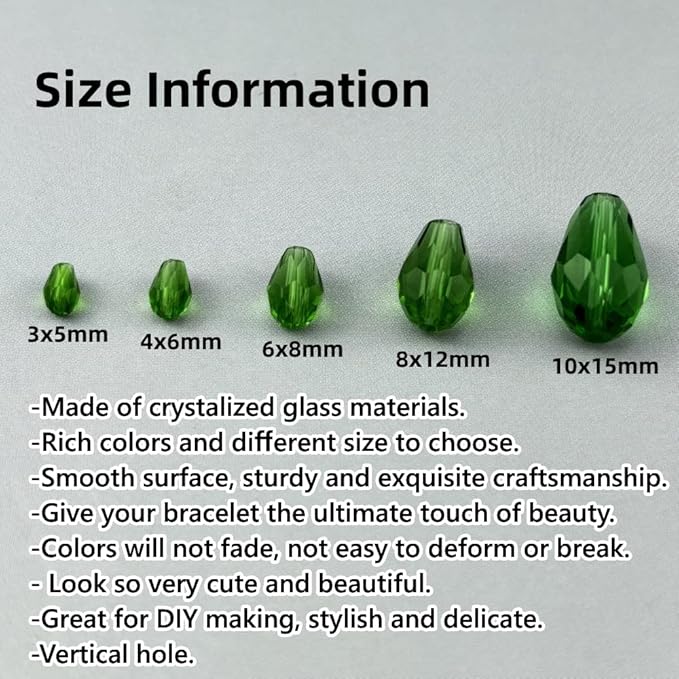 130pcs 6x8mm Teardrop Crystal Glass Beads - Image 2
