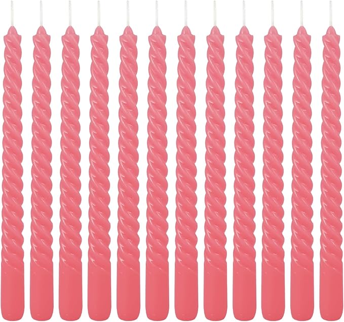 12-Pack Pink Spiral Taper Candles – 10 Inch Elegant Dripless & 10-Hour Burn – - Image 2