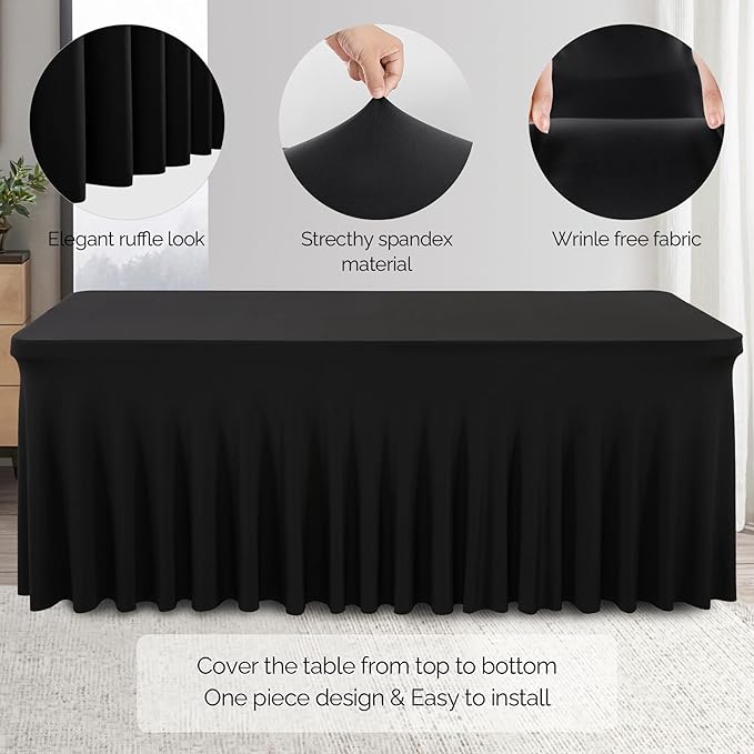 Wish Care 2 Pack Black Spandex Table Cloths - Image 2