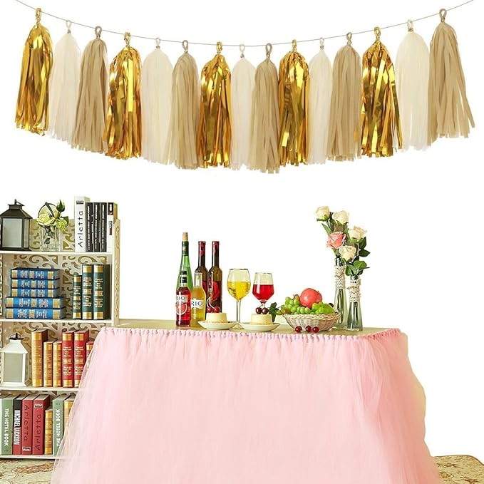Shiny Tassel Garland Tissue Paper Tassels Banner Decoration - Image 4