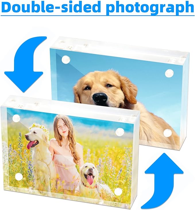 Small Acrylic Picture Frame 2.5x3.5 Clear Double Sided Magnetic Photo Frames - Image 2