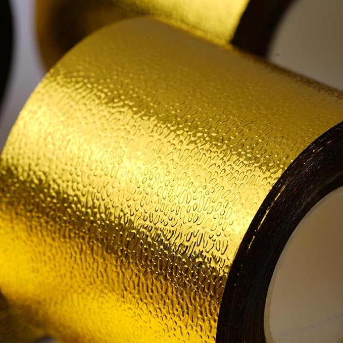 PartyWoo Gold Foil Crepe Paper Streamers 4pcs 328ft Pack of Metallic Gold Foil - Image 2