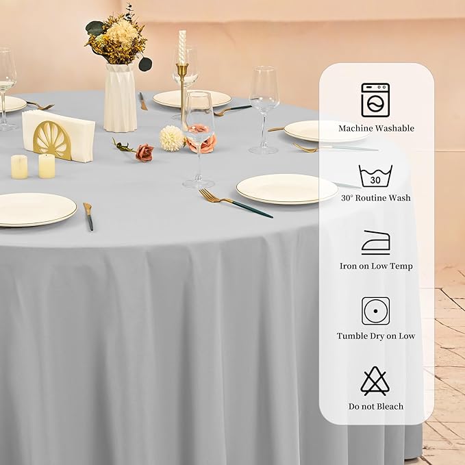 6 Pack Light Grey Round Tablecloths - Image 3