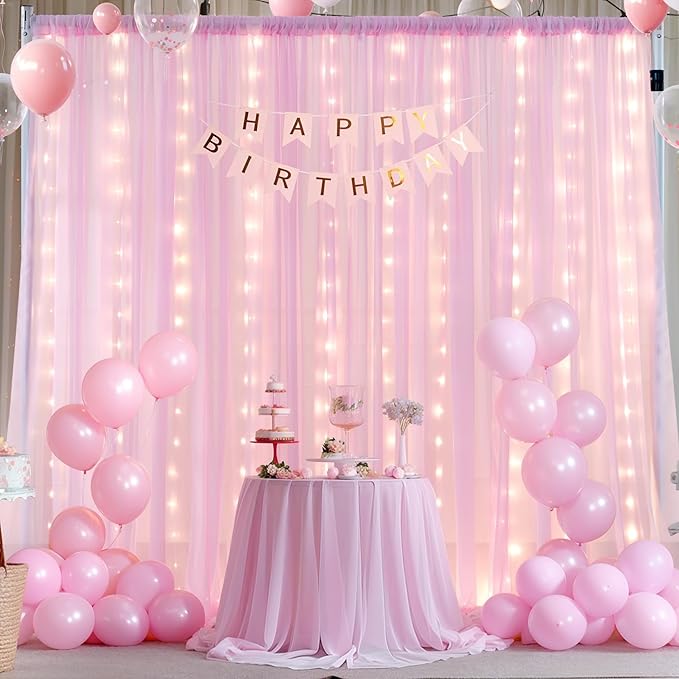 10x10ft Pink Chiffon Backdrop Curtain - Image 3