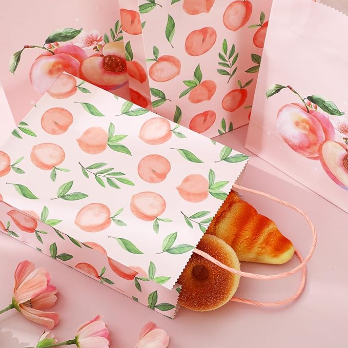 JarThenaAMCS 24Pcs Peach Paper Gift Bag Pink Treat Bags - Image 5