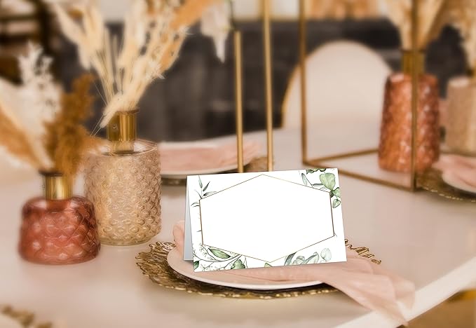Gold Foil Greenery Table Place Card, Editable Name Cards - Image 4