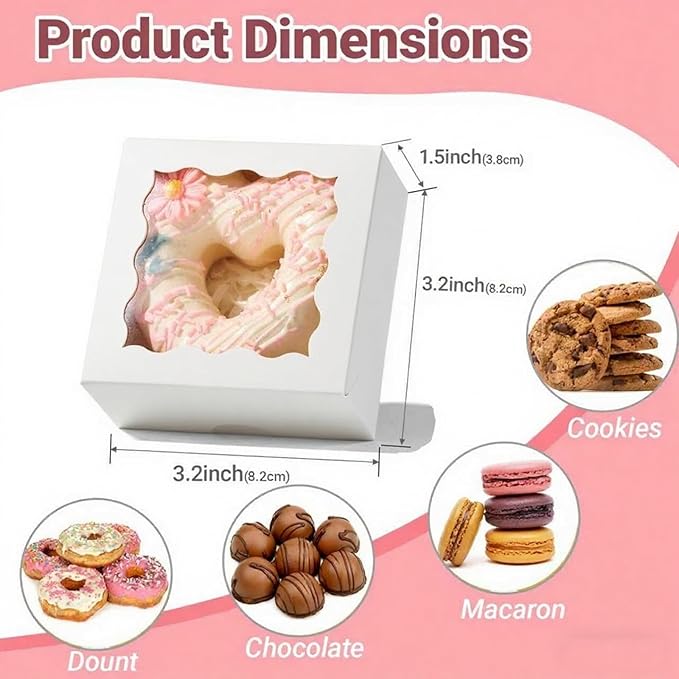 RomanticBaking 3.2" x 3.2" x 1.5" 100PCS Cookies, Chocolate Truffle, Mini - Image 2