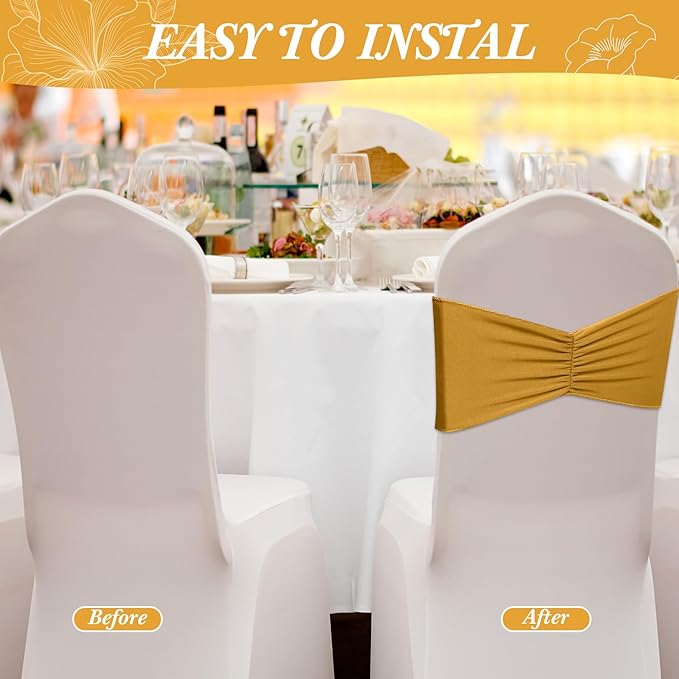 Moukeren 100 Pcs Spandex Chair Sashes Bows Bands Slider Sashes - Image 4