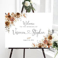 Welcome Wedding Signs, Fall Floral Burnt Orange Wedding Sign Decorations by CENOVACY