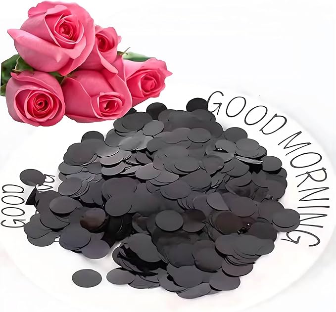 Black Round Foil Confetti Beautiful Metallic Table Confetti Glitter - Image 3