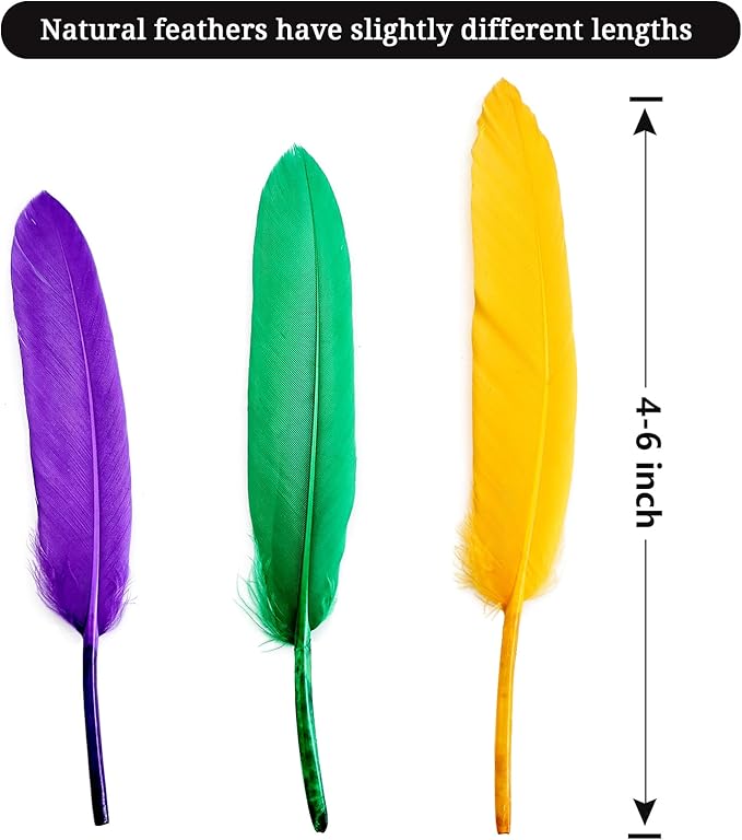 FeelfunFeather 120pcs Mardi Gras Goose Cochettes Feather 4-6 inch Decorative - Image 2