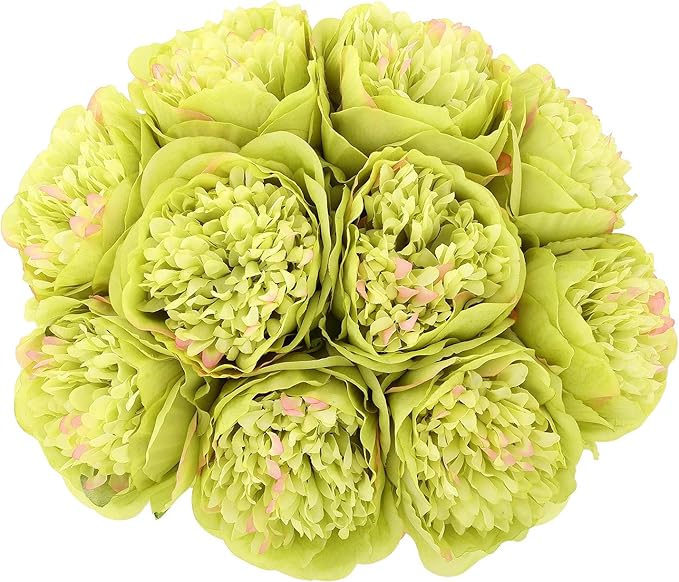 U'Artlines 10 Heads Artificial Peony Silk Flower Leaf Home Office Wedding Party by UArtlines