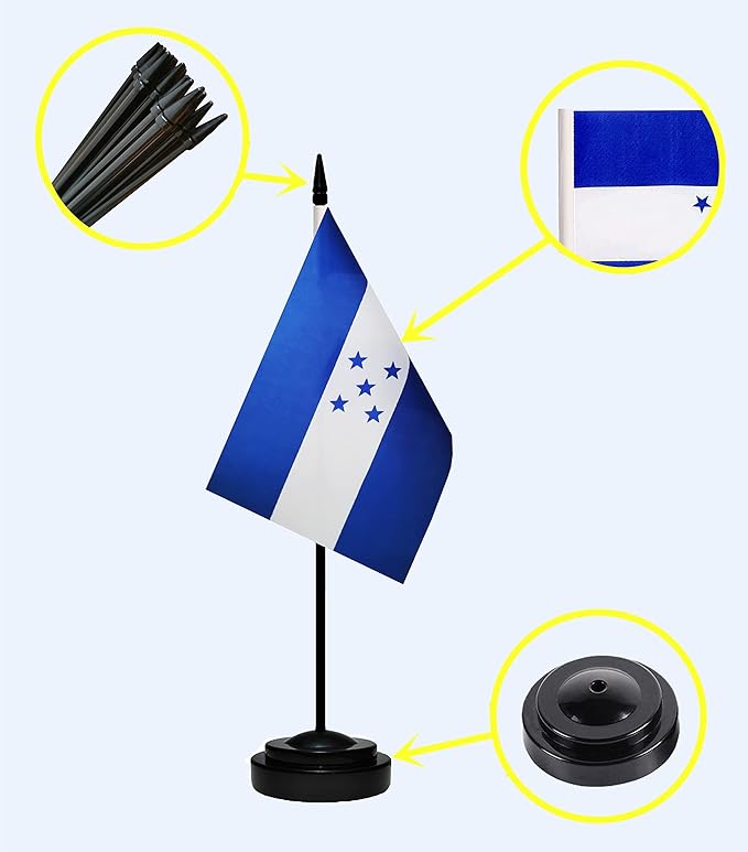 Honduras Honduran Deluxe Desk Flag Set Small Mini Miniature Honduras Honduran - Image 2