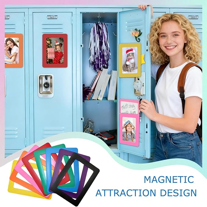 24 Pcs Magnetic Picture Frames for Refrigerator, 8 Colors Magnet Photo Frame - Image 3