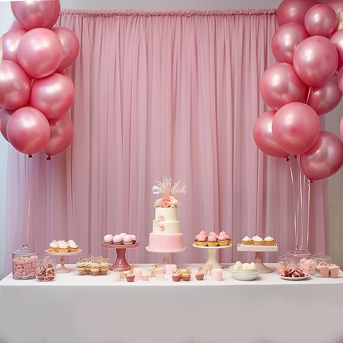 10x10ft Dusty Rose Tulle Backdrop Curtain - Image 8