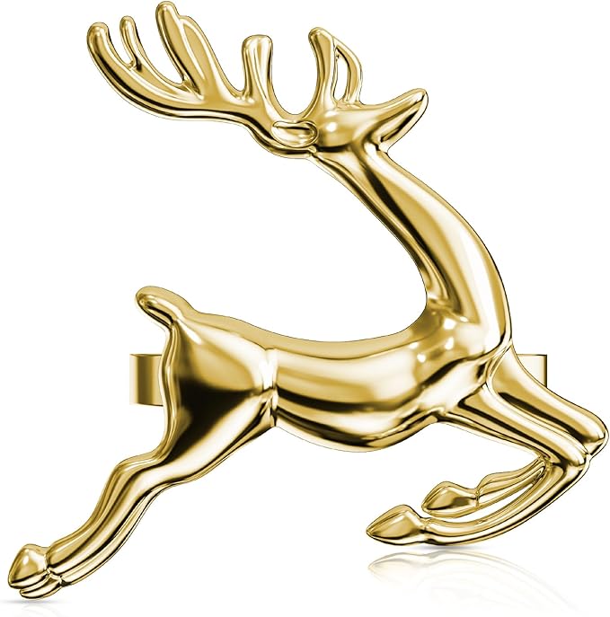 ZeeDix Gold Reindeer Christmas Napkin Rings Set of 6, Napkin Holder Ring by ZeeDix