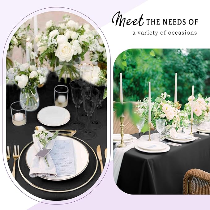 10 Packs Satin Tablecloth 57 x 108 Inch Black Rectangular Table Cloth Silk - Image 3