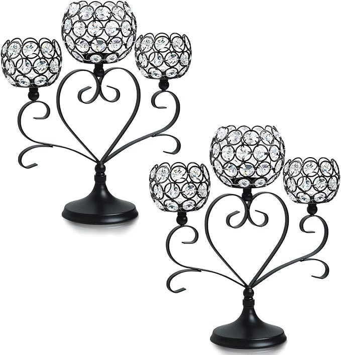 2 Pcs 3-Arm Heart Tea Light Candle Holder by kehail