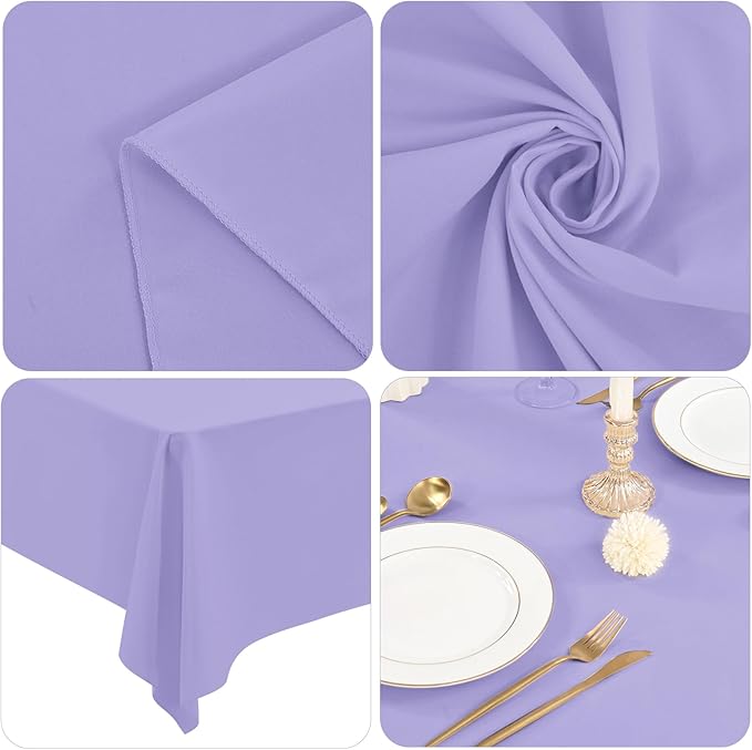12 Pack 60 x 102 Inch Rectangle Tablecloth Lavender Polyester Tablecloth - Image 8