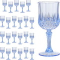 Blue Plastic Wine Glasses 7oz – 24 Pcs Unbreakable Vintage Plastic Goblets by CALBODE