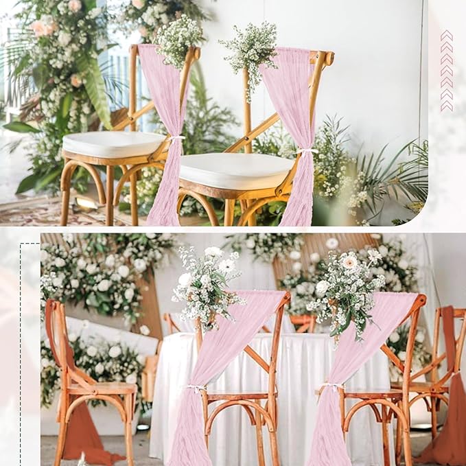 50 PCS Cheesecloth Chair Sashes Bows Wedding Aisle Decorations Chair Ribbon - Image 7