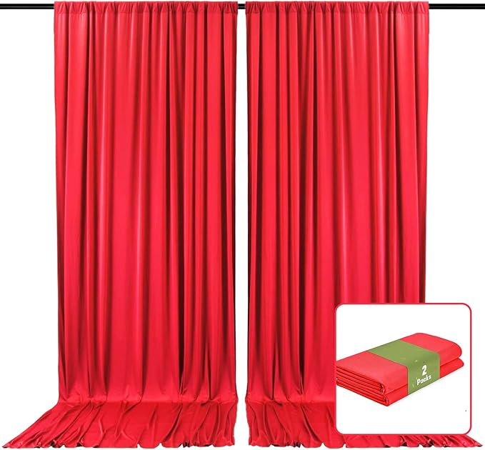 2 Panels Red Backdrop Curtain, 10 x 7 Feet Background Curtains by Zankubom