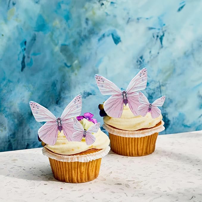 Ephlyn 72Pcs Edible 3D Butterfly Cupcake Toppers Cute Butterfly Picks Realistic - Image 5