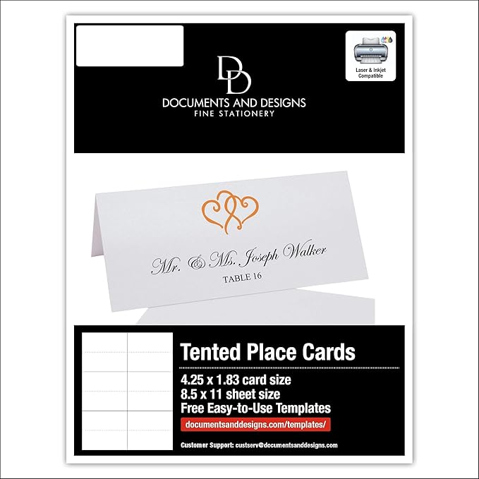 Linked Hearts Printable Place Cards, Laser & Inkjet Printers - Image 6