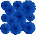 20 Pcs Royal Blue Hanging Paper Fan, Hanging Honeycomb Round Paper Fans by Zankubom
