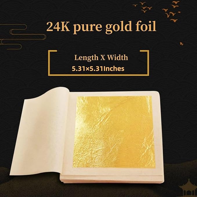 100 Sheets Gold Flakes with A Pair of Tweezers, Premium Large Gold Leaf - Image 5