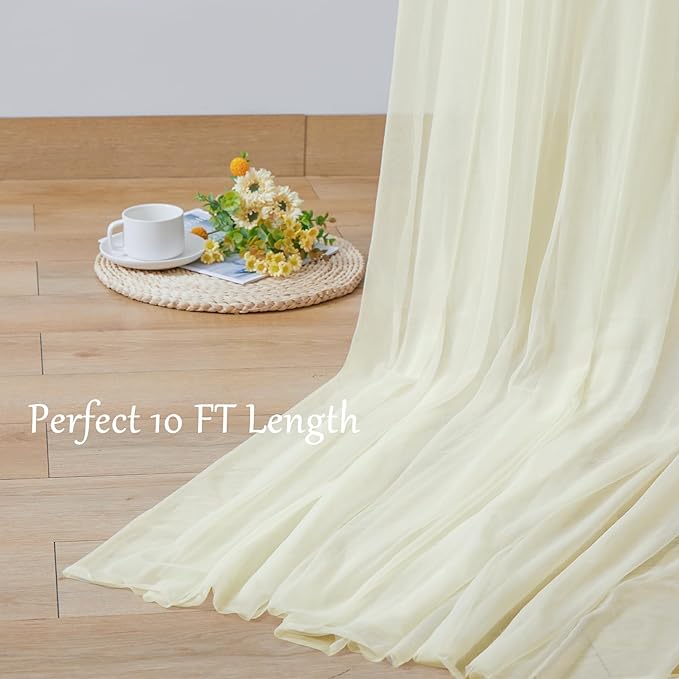 10x10 Ivory Tulle Backdrop Curtains - Image 7